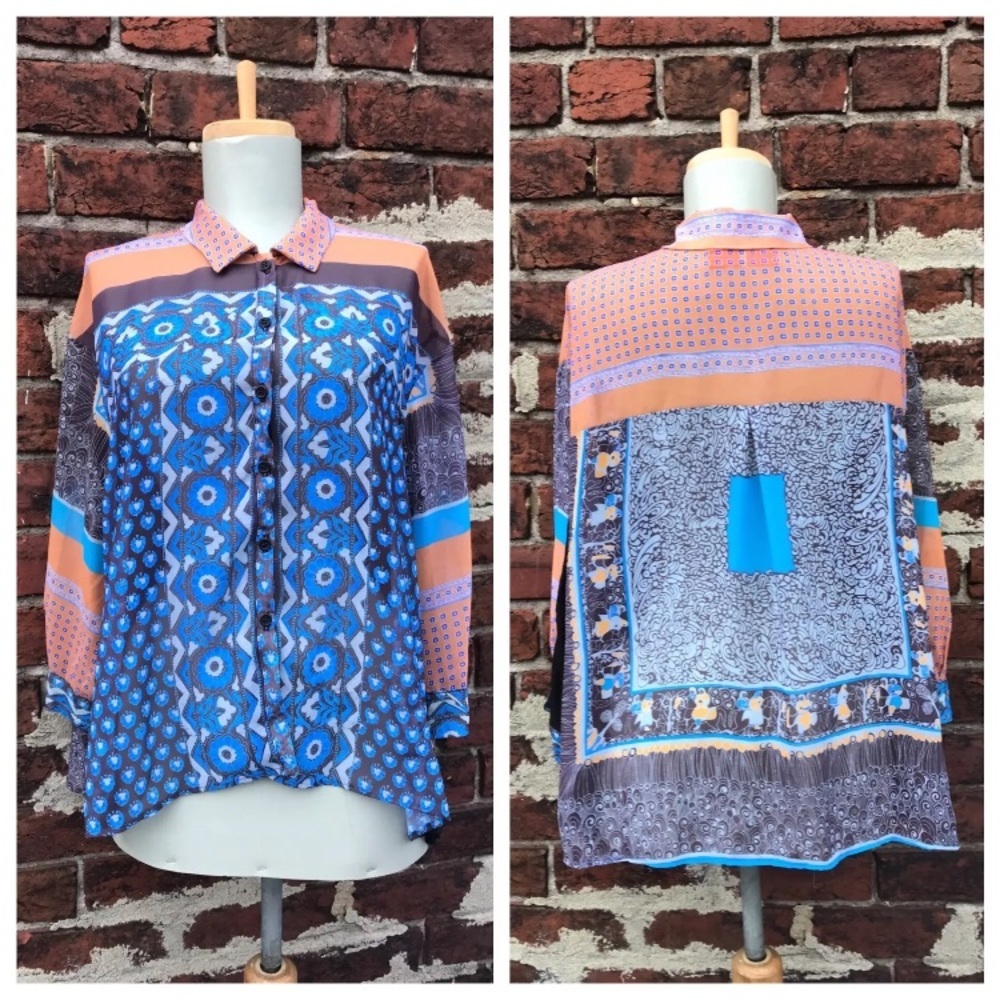 Clover Canyon XS Graphic Buttondown Blouse Top